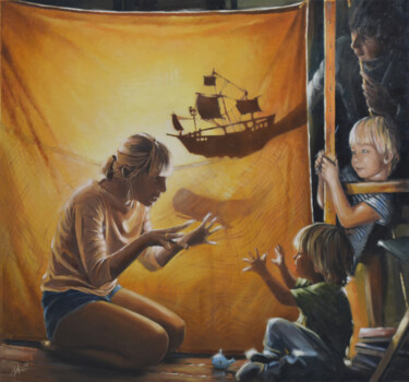 Malerei mit dem Titel "Family fairy tales." von Artem Lozhkin, Original-Kunstwerk, Öl