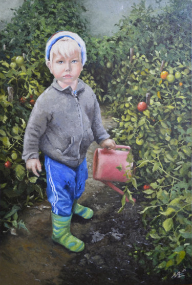Painting titled "Assistant" by Artem Lozhkin, Original Artwork, Oil