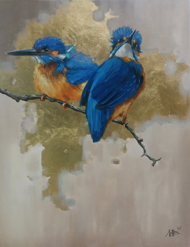 Pittura intitolato "KINGFISHER" da Artem Lozhkin, Opera d'arte originale, Olio Montato su Telaio per barella in legno