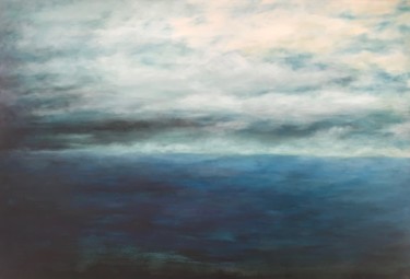 Painting titled "Entre Mer et Ciel" by Laetitia Piazzoli, Original Artwork, Acrylic Mounted on Wood Stretcher frame