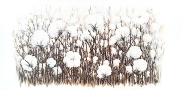 Painting titled "Coton" by Laetitia Piazzoli, Original Artwork, Acrylic Mounted on Wood Stretcher frame