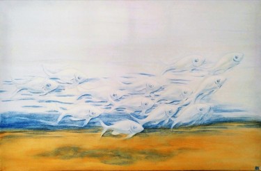 Malerei mit dem Titel "Aqua" von Laetitia Piazzoli, Original-Kunstwerk, Acryl Auf Keilrahmen aus Holz montiert