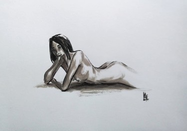 Drawing titled "Elle 3" by Laetitia Piazzoli, Original Artwork, Pencil