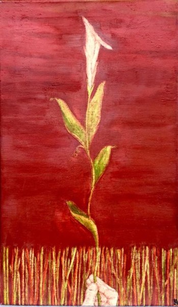 Painting titled "Jeu Floral" by Laetitia Piazzoli, Original Artwork, Acrylic Mounted on Wood Stretcher frame