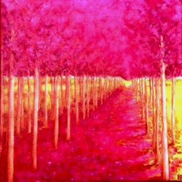 Painting titled "Paysage d'Automne" by Laetitia Piazzoli, Original Artwork, Acrylic Mounted on Wood Stretcher frame