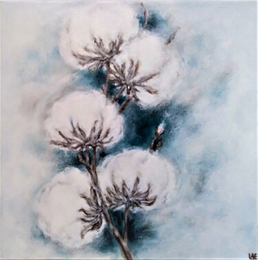 Painting titled "Bleu Coton 2" by Laetitia Piazzoli, Original Artwork, Acrylic Mounted on Wood Stretcher frame