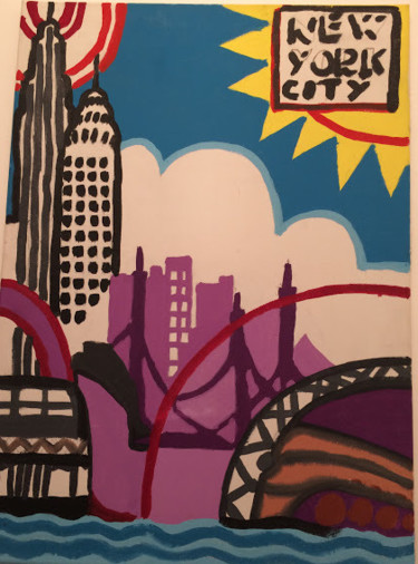 Malerei mit dem Titel "New York" von Laetitia Lorry, Original-Kunstwerk, Acryl