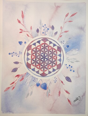 Peinture intitulée "Fleur de coeur" par Laëtitia Bourgoin, Œuvre d'art originale, Aquarelle