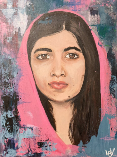 Pittura intitolato "Malala Yousafzai, p…" da Laetitia Boussouf Vignoles, Opera d'arte originale, Acrilico