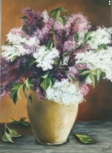 Peinture intitulée "Bouquet de lilas/ C…" par Laetitia Chambault, Œuvre d'art originale, Huile