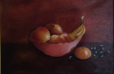 Painting titled "Coupe de fruits/ Co…" by Laetitia Chambault, Original Artwork, Oil
