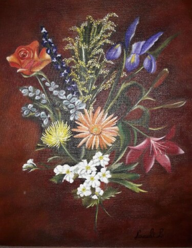 Peinture intitulée "Fleurs mélangées/ C…" par Laetitia Chambault, Œuvre d'art originale, Huile