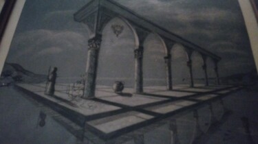 Dibujo titulada "Les colonnes" por Laetitia Chambault, Obra de arte original, Carbón