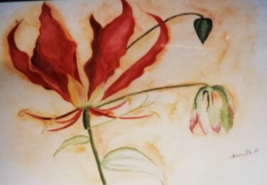 Peinture intitulée "Fleur aquarelle" par Laetitia Chambault, Œuvre d'art originale, Aquarelle