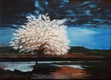 Картина под названием "L'arbre blanc" - Laetitia Chambault, Подлинное произведение искусства, Акрил