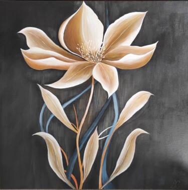 Painting titled "Fleur" by Laetitia Chambault, Original Artwork, Acrylic