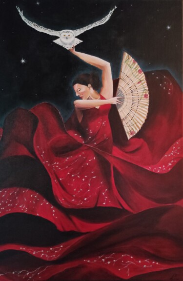 Malerei mit dem Titel "Flamenco" von Laetitia Chambault, Original-Kunstwerk, Acryl