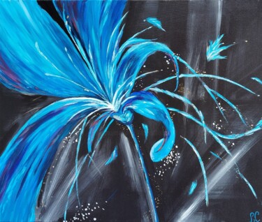 Malerei mit dem Titel "Blue flower" von Laetitia Chambault, Original-Kunstwerk, Acryl