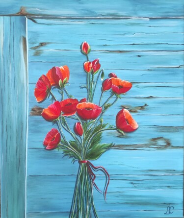 Painting titled "Bouquet de coquelic…" by Laetitia Chambault, Original Artwork, Acrylic