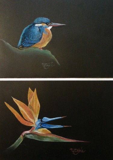 Dessin intitulée "Martin et la fleur…" par Laetitia Debienne, Œuvre d'art originale, Pastel Monté sur Châssis en bois