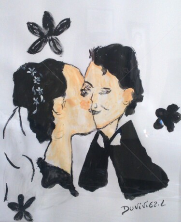 Painting titled "Je t'aime" by Laetitia Duviviez, Original Artwork, Acrylic