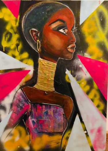 Malerei mit dem Titel "Disco Queen" von Lele Fonken, Original-Kunstwerk, Acryl