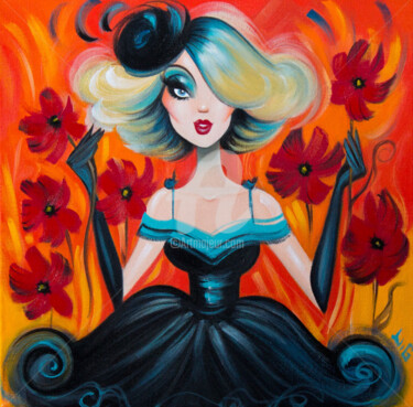 Painting titled "Miss Bloom" by Laetitia Guilbaud Guilbaud, Original Artwork, Acrylic