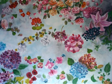 Malerei mit dem Titel "Tourbillon de fleurs" von Laetitia Labadie, Original-Kunstwerk, Acryl