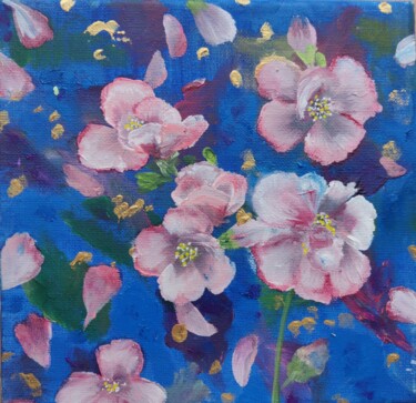Malerei mit dem Titel "Fleurs de pommier" von Laetitia Labadie, Original-Kunstwerk, Acryl