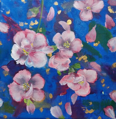 Malarstwo zatytułowany „Arbre en fleurs” autorstwa Laetitia Labadie, Oryginalna praca, Akryl Zamontowany na Drewniana rama n…
