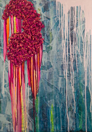 제목이 "Chimères 6"인 미술작품 Laetitia Nemery로, 원작, 아크릴 나무 들것 프레임에 장착됨