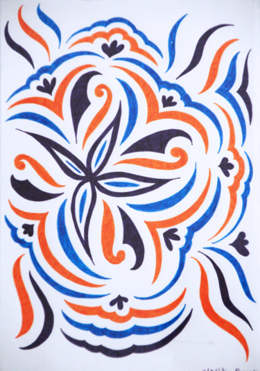 Dibujo titulada "Fleur du vent" por Laëtitia Payet (Lëty Création), Obra de arte original, Tinta