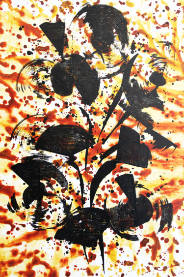 Painting titled "Fleurs dansantes et…" by Laëtitia Payet (Lëty Création), Original Artwork, Acrylic