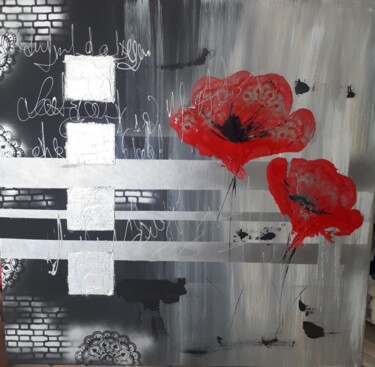 Painting titled "Coquelicot" by Laetitia Vert, Original Artwork, Acrylic