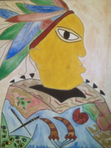 Peinture intitulée "indien.jpg" par Laetitia Houiche, Œuvre d'art originale, Acrylique