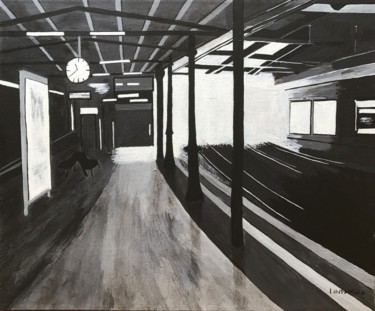 Peinture intitulée "La Gare" par Laetitia Infantino, Œuvre d'art originale, Acrylique Monté sur Châssis en bois