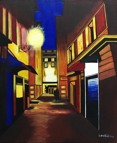 Painting titled "Vieux Nice3" by Laetitia Infantino, Original Artwork, Acrylic Mounted on Wood Stretcher frame