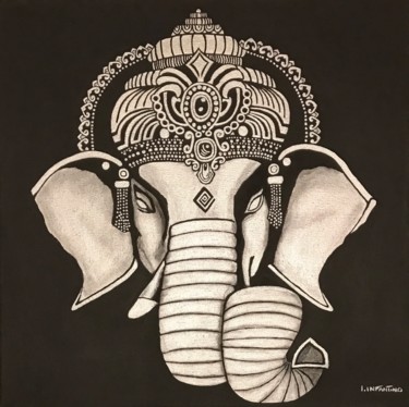 Malarstwo zatytułowany „Ganesh” autorstwa Laetitia Infantino, Oryginalna praca, Akryl Zamontowany na Drewniana rama noszy