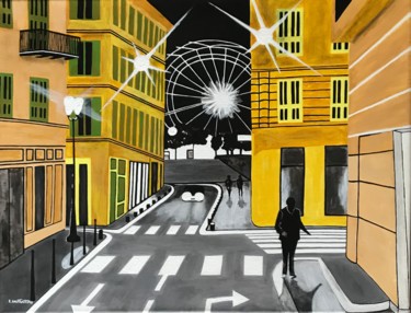 Painting titled "Le Vieux Nice la nu…" by Laetitia Infantino, Original Artwork, Acrylic Mounted on Wood Stretcher frame