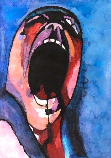 Painting titled "Le Cri" by Laetitia Infantino, Original Artwork, Watercolor