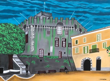 Pintura titulada "La Place du Château" por Laetitia Infantino, Obra de arte original, Acrílico Montado en Bastidor de camill…