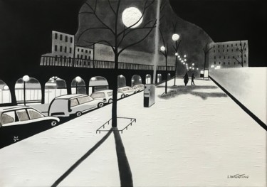 Painting titled "Nuit sous la neige" by Laetitia Infantino, Original Artwork, Acrylic