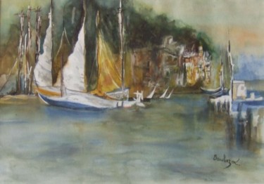 Schilderij getiteld "Port de Bretagne" door Loetitia Sanchez, Origineel Kunstwerk