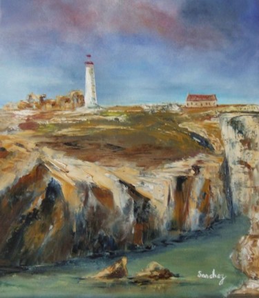 Painting titled "Phare de Bretagne" by Loetitia Sanchez, Original Artwork, Oil