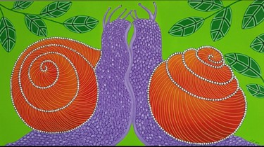 Painting titled "Snail lovers" by Ana Von Laff, Original Artwork, Acrylic