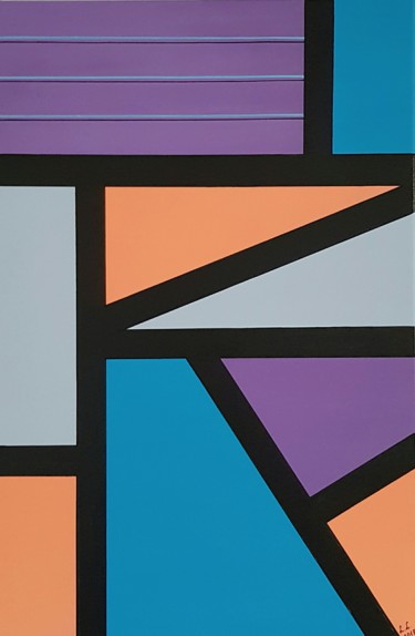 Painting titled "Geometric abstract…" by Ana Von Laff, Original Artwork, Acrylic
