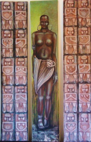 Peinture intitulée "FEMME D AFRIQUE" par Francoise Laffanour, Œuvre d'art originale