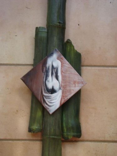 Peinture intitulée "nu sur bambous" par Francoise Laffanour, Œuvre d'art originale