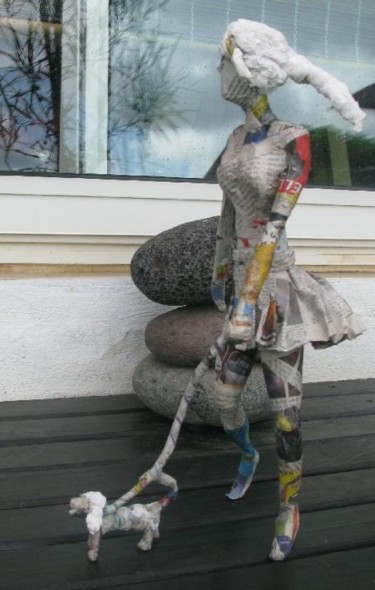 Sculpture intitulée "miss doudou et son…" par Francoise Laffanour, Œuvre d'art originale