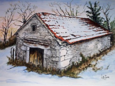 Painting titled "Grange Abandonnée s…" by Jean Louis Lafon, Original Artwork